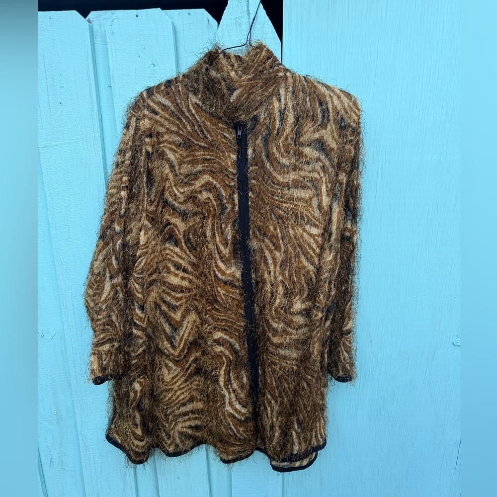 Brown Fuzzy Women's Jacket - Picture 3 of 9